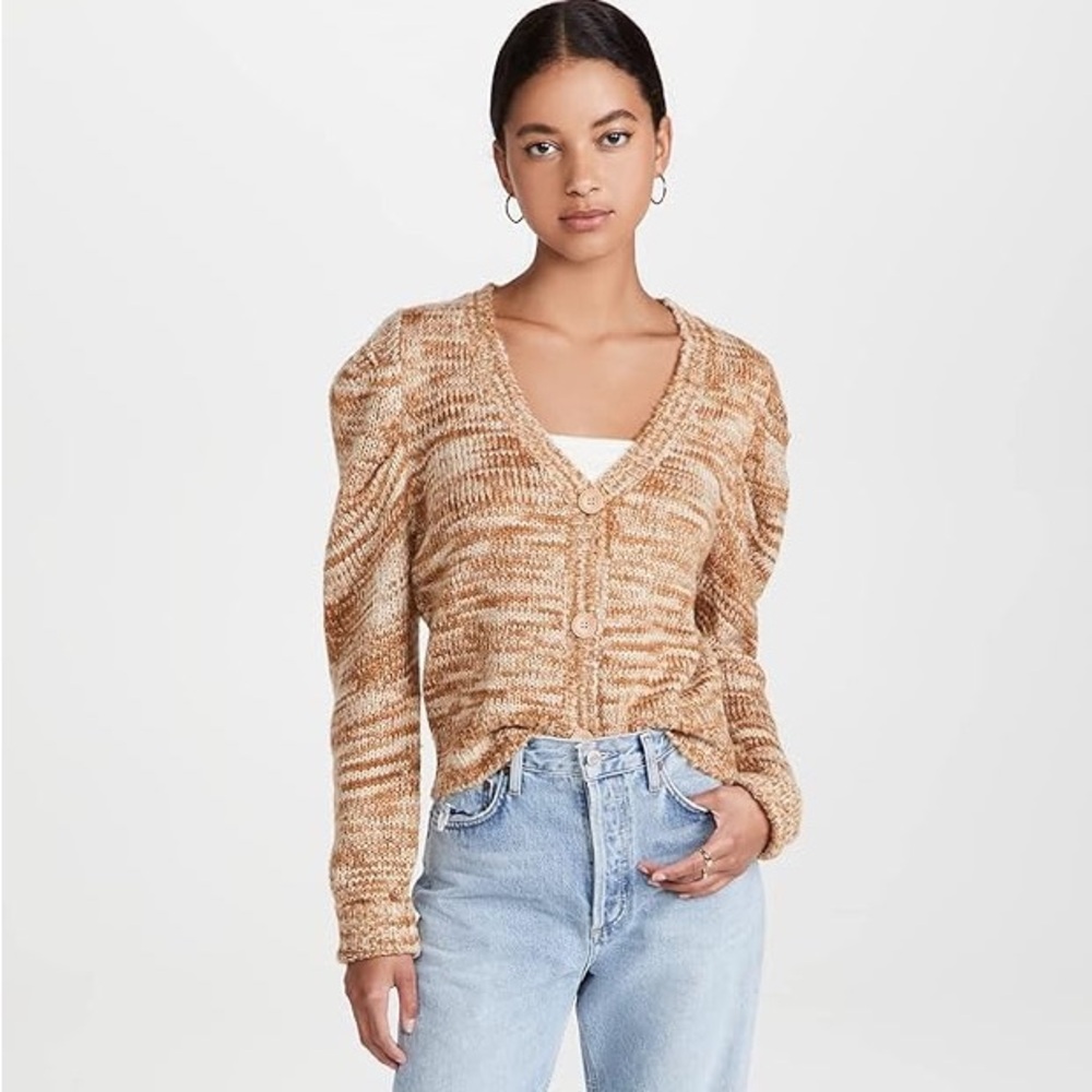 En Saison Puff Sleeve Space Crew Cardigan